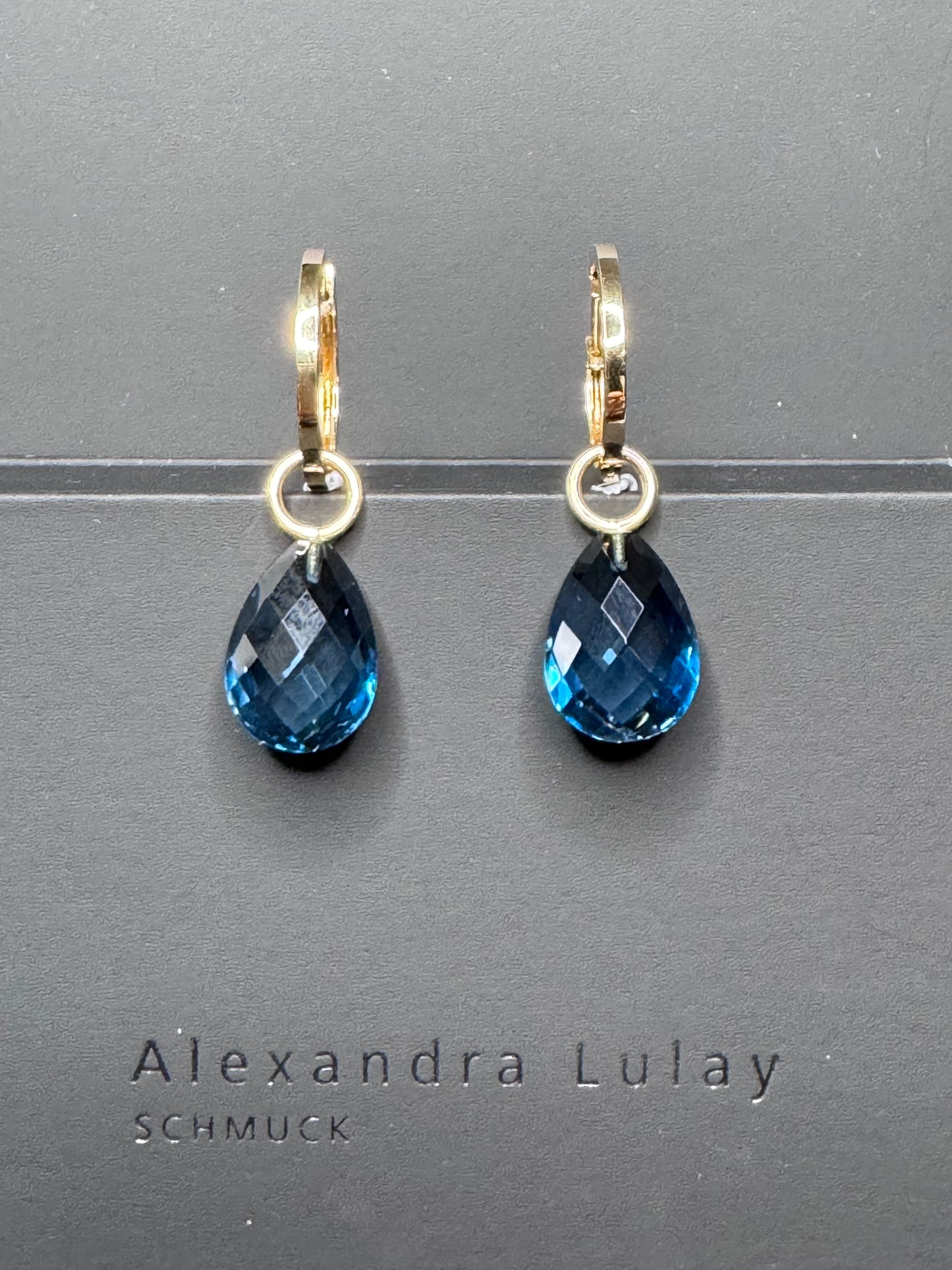 London Blue Topas-Einhänger für Gelbgoldcreolen
