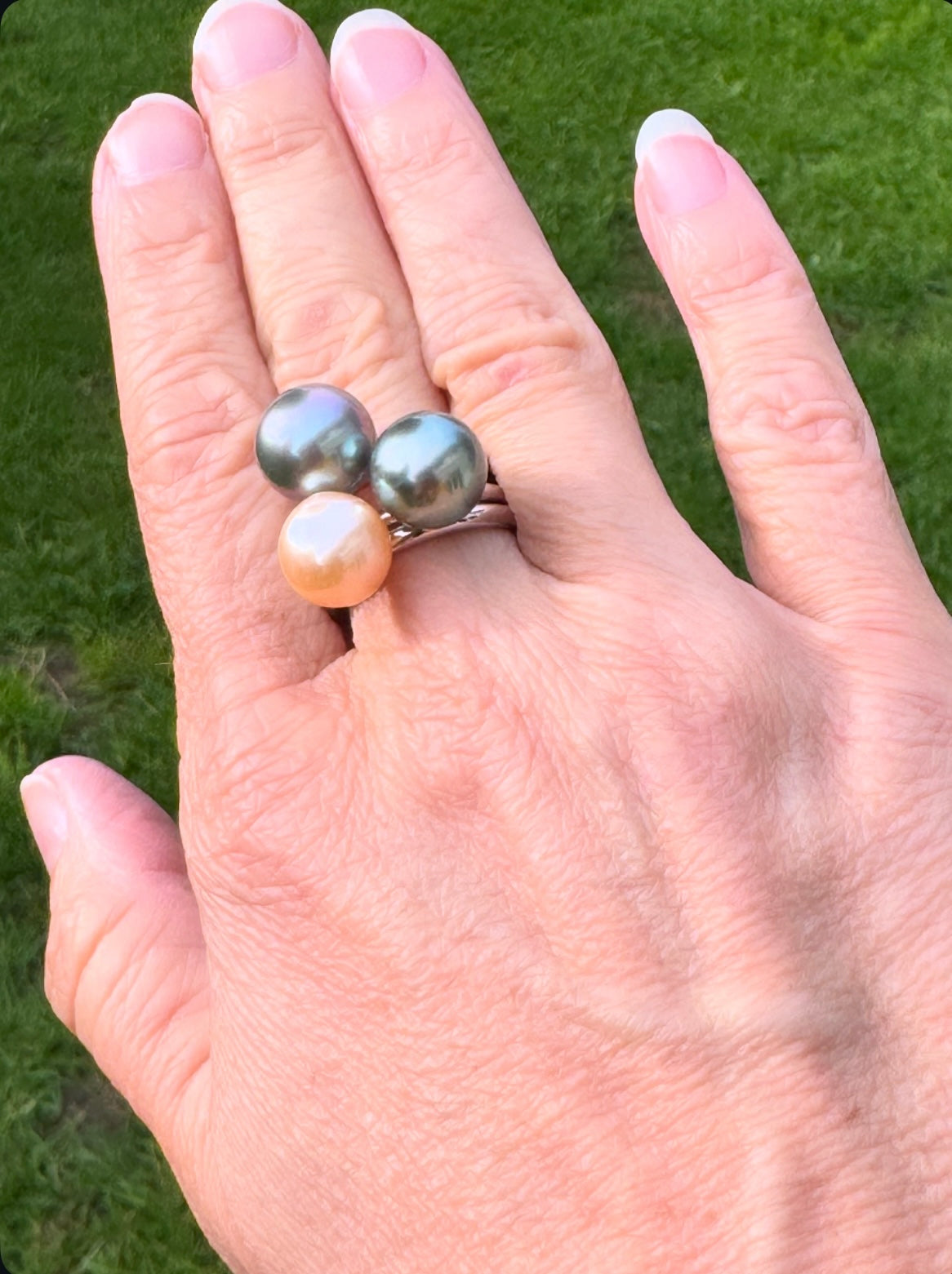 Ring mit Süsswasserperle (apricot)
