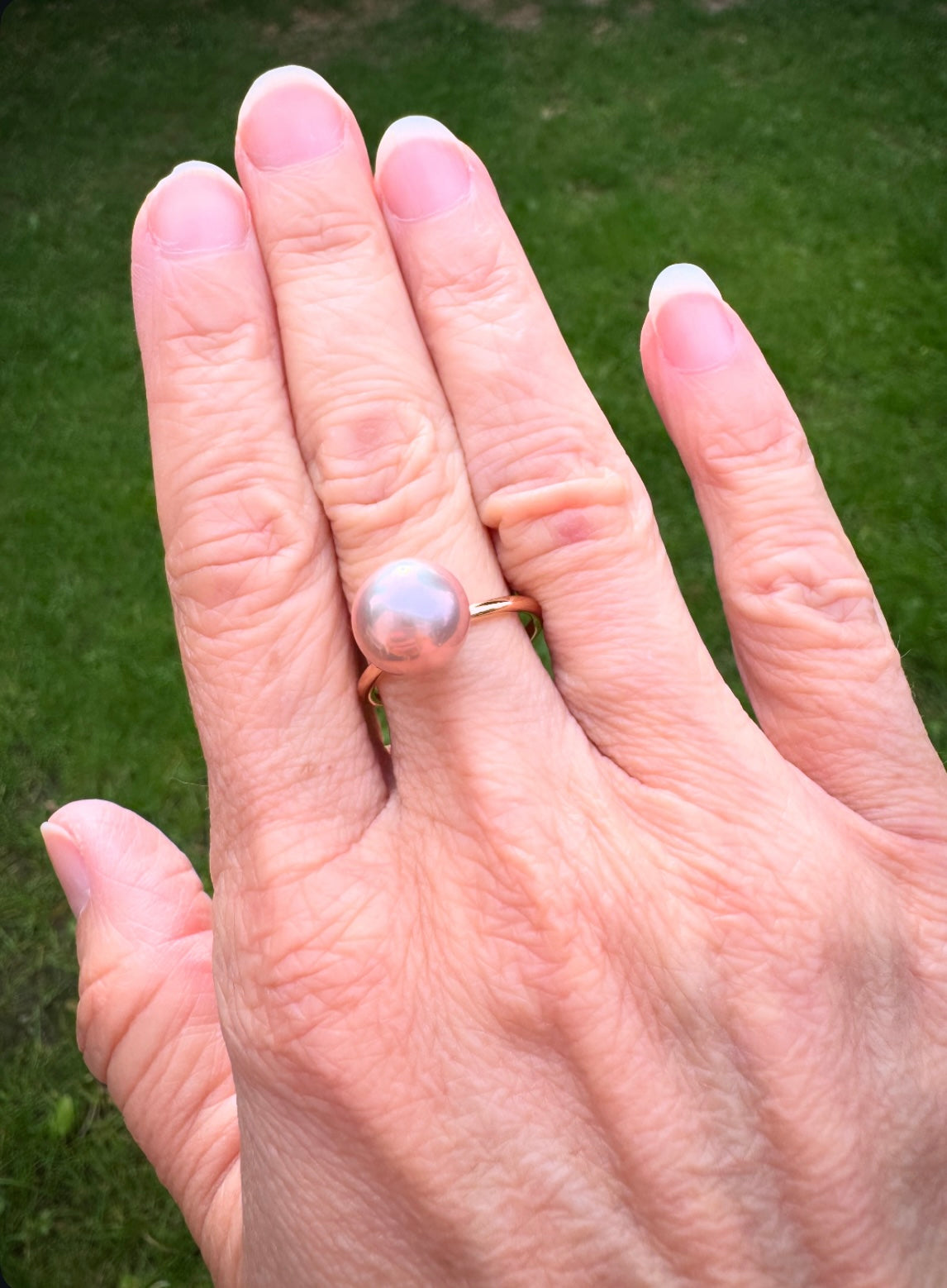 Ring mit rosa Ming Perle