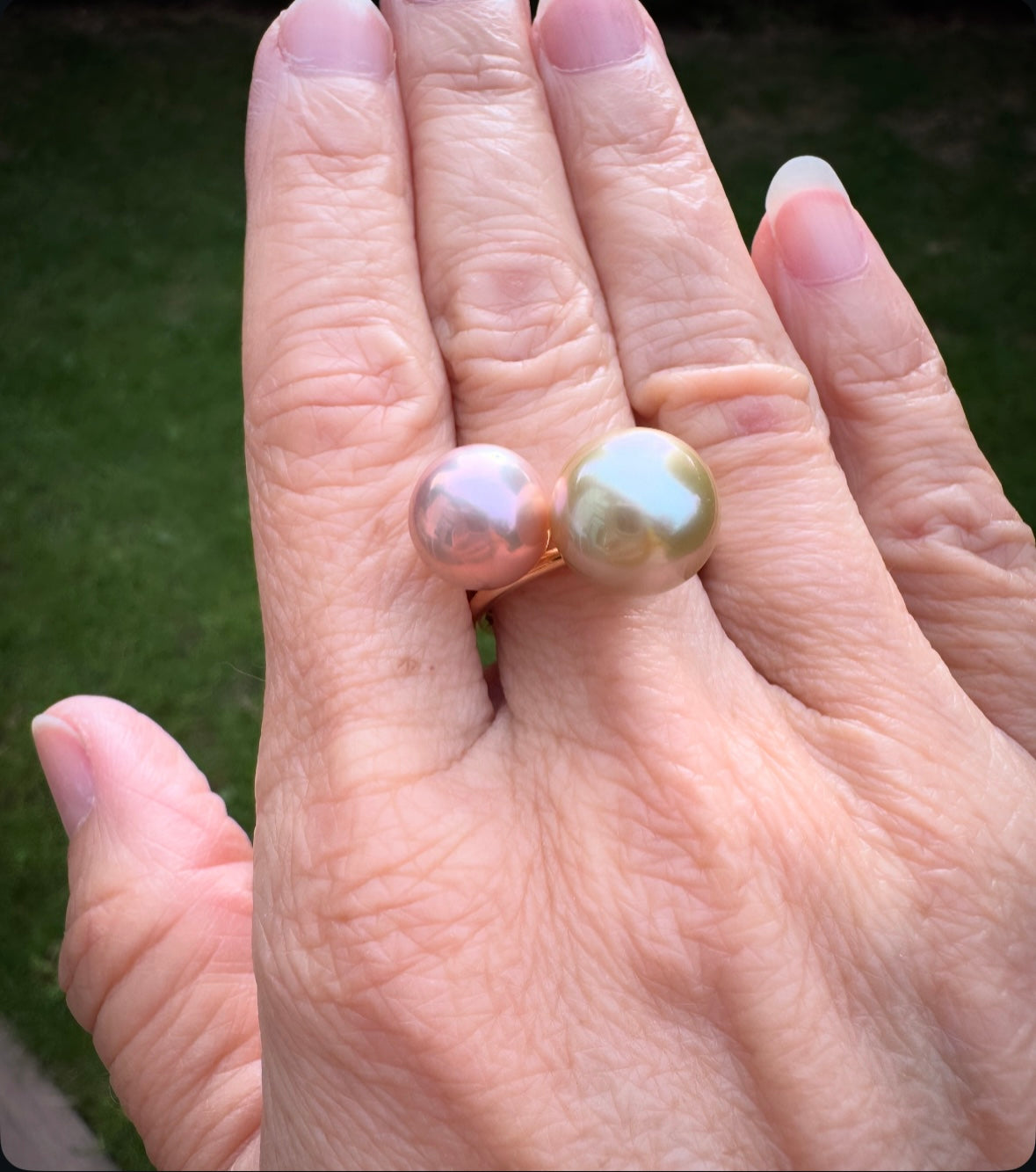 Ring mit rosa Ming Perle