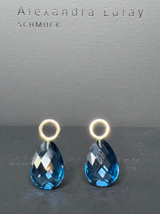 London Blue Topas-Einhänger für Gelbgoldcreolen