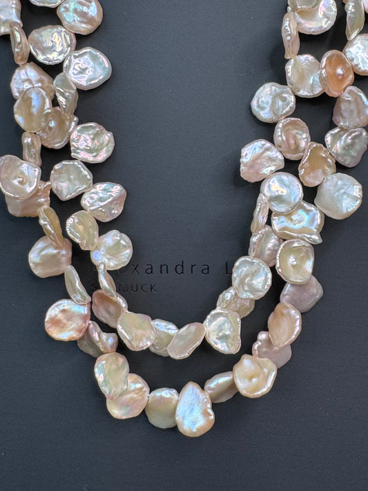 Süßwasser-Perlencollier „Cornflakes“